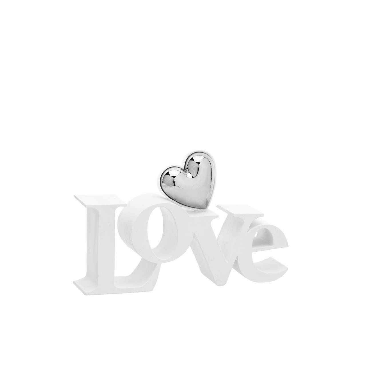 SCULTURA LOVE piccola con cuore argento 16X6,5CM
